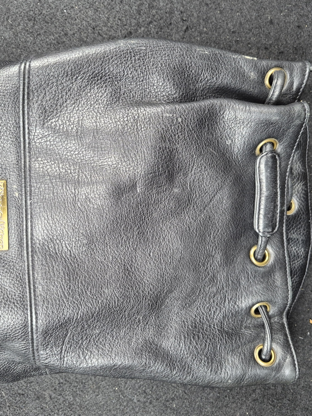 Etienne Aigner Black Leather Hobo Bag with Gold Hardware